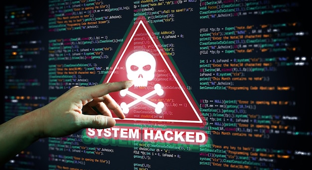 Virus Malware Attacco informatico e concetto di sicurezza informatica su Internet