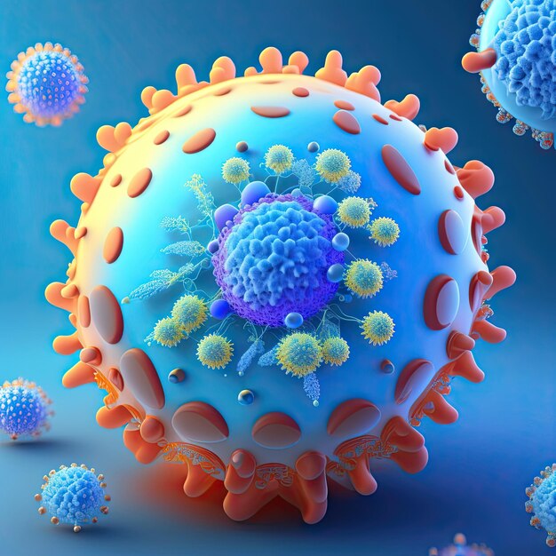 Virus Microbo astratto su sfondo blu