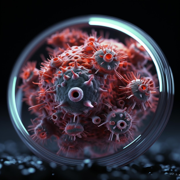 virus nell'illustrazione della bolla