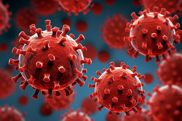 Virus rosso batteri globuli immagine di rendering 3d influenza influenza coronavirus modello illustrazione covid19