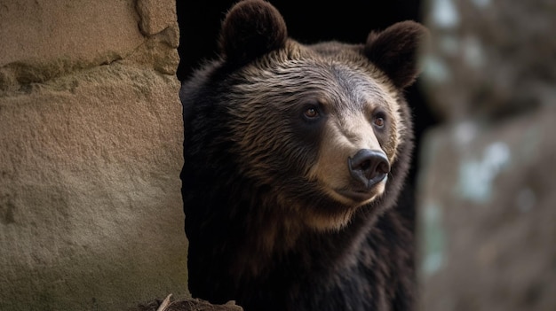 È visibile la faccia di un orso.