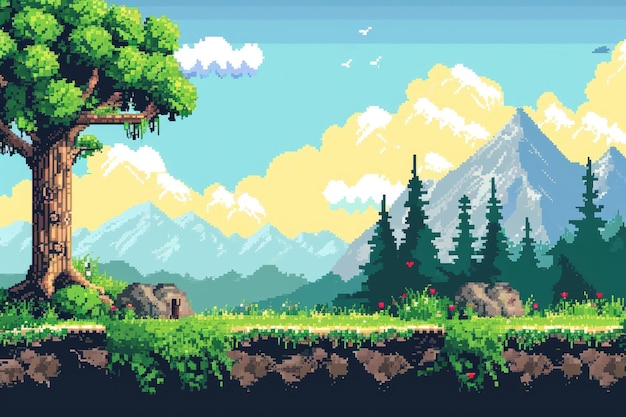 Visione di pixel art senza tempo per il tuo progetto