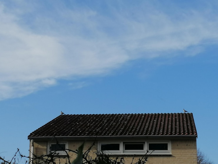 Foto vista a basso angolo della casa contro il cielo