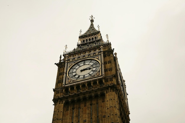 Vista a basso angolo della torre dell'orologio contro un cielo limpido
