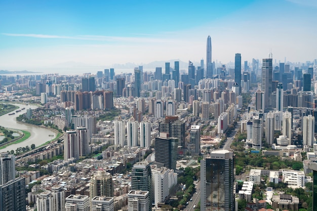 Vista a volo d&#39;uccello dell&#39;architettura urbana a Shenzhen