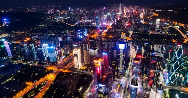 Vista a volo d&#39;uccello dell&#39;architettura urbana a Shenzhen