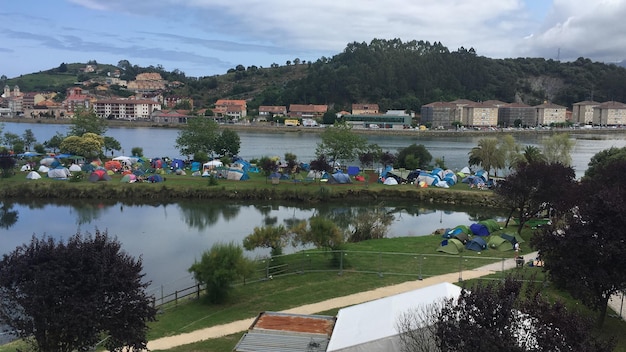 Vista ad alta angolazione degli alberi dal lago contro il cielo