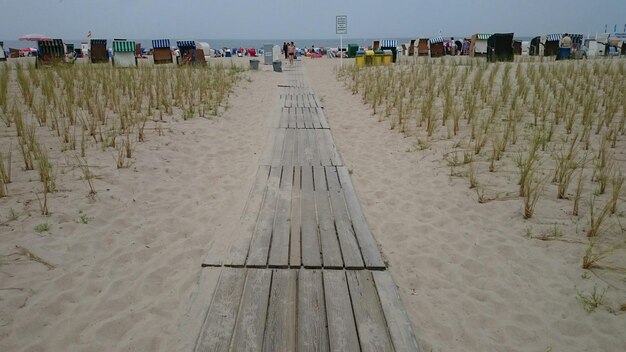 Vista ad alta angolazione della passerella sulla spiaggia