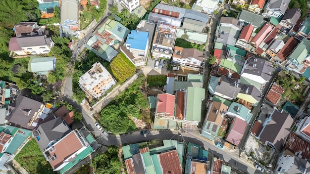 Vista ad alto angolo dal drone della città di DALAT in Vietnam