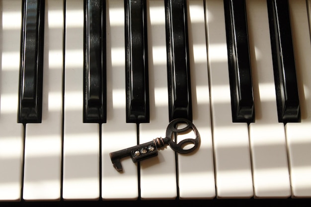 Vista ad alto angolo della chiave del pianoforte a casa