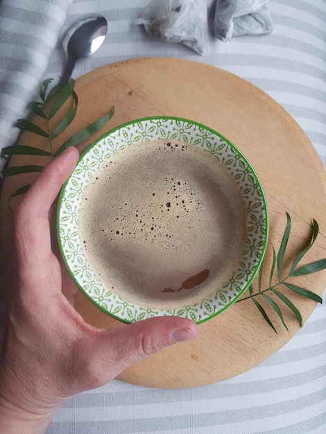 Vista ad alto angolo della tazza di caffè