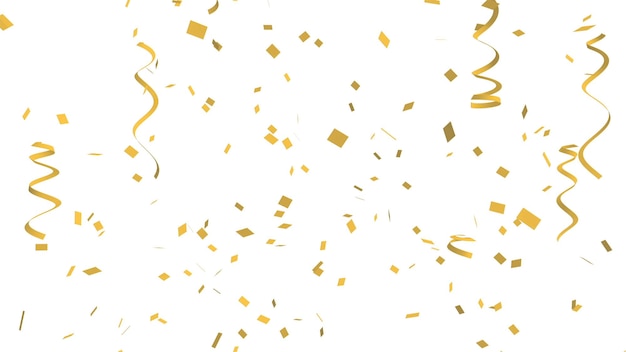 Vista ad alto angolo di confetti dorati sullo sfondo bianco