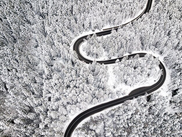 Vista ad alto angolo di un campo coperto di neve