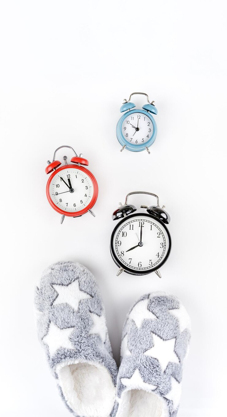 Foto vista ad angolo basso dell'orologio sullo sfondo bianco