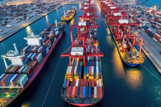 Vista aerea container port terminal logistica globale import export commercio trasporto