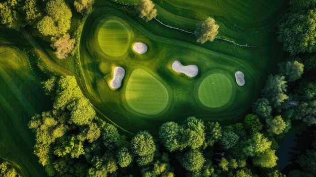 Vista aerea dal alto del campo da golf