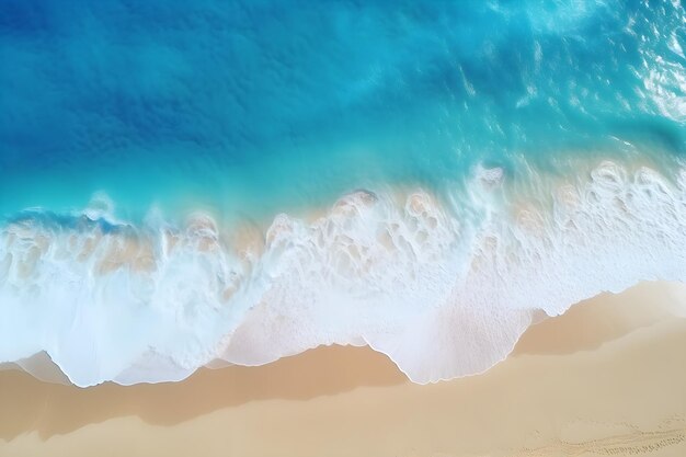 Vista aerea dall'alto dell'onda mare spiaggia sabbia AI genera