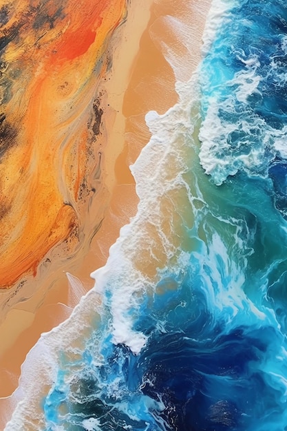 Vista aerea dall'alto di una spiaggia deserta generativa di IA