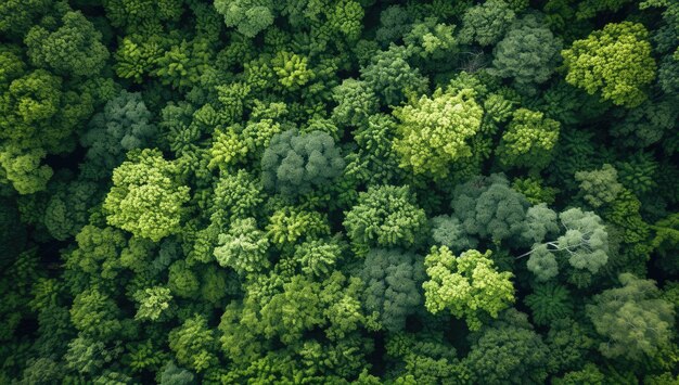 Vista aerea degli alberi verdi nella foresta Sfondamento del paesaggio naturale