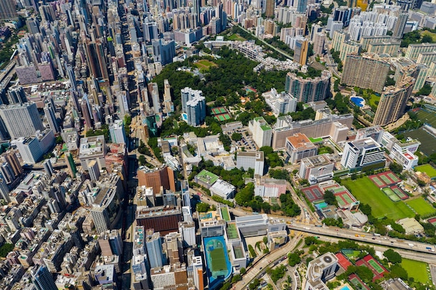 Vista aerea degli edifici della città