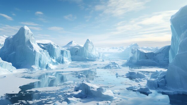 Vista aerea degli iceberg antartici IA generativa