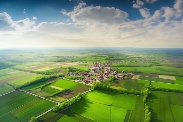 Vista aerea del campo verde Ai generativo