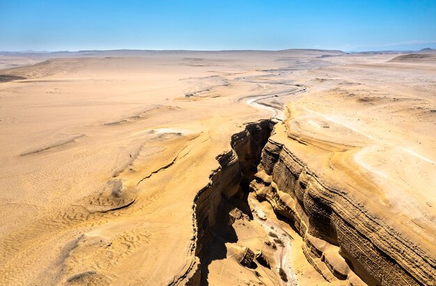 Vista aerea del Canyon dei Perduti o Canyon del Zapa a Ica, Perù