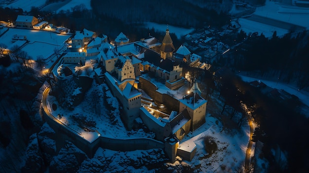 Vista aerea del castello di Burg Hochosterwitz Austria AI generativa