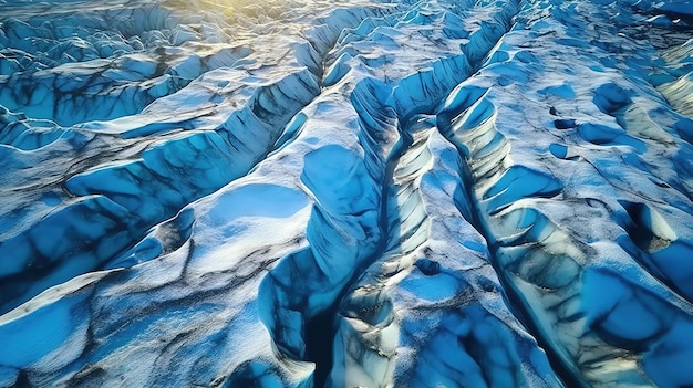 Vista aerea del drone di Vatnajokull in Islanda, la più grande calotta glaciale islandese Generative ai