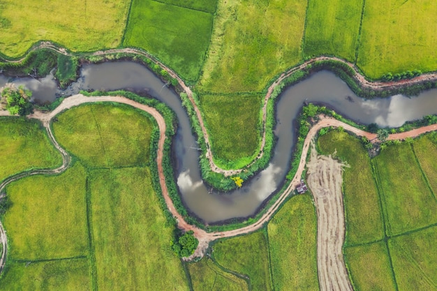 vista aerea del fiume subdolo in un campo