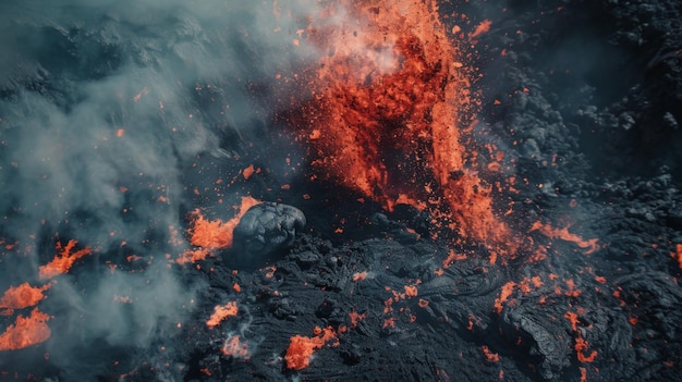 Vista aerea del flusso di lava