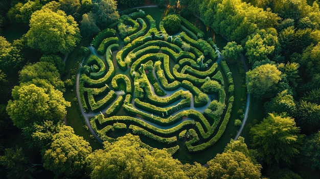 Vista aerea del giardino del labirinto verde