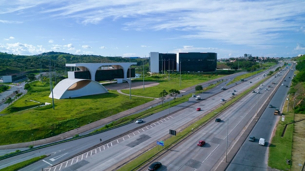 Vista aerea del governo statale dell'amministrazione comunale del progetto Minas Gerais L'architetto brasiliano Oscar Niemeyer Administration vista sulla città in una bella giornata