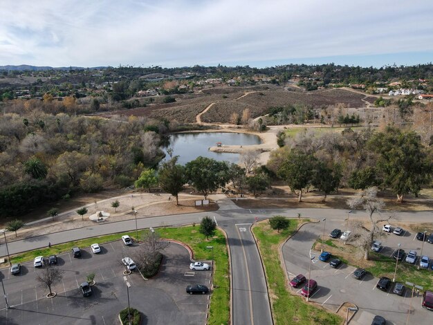 Vista aerea del Kit Carson Park, parco municipale di Escondido, California, Stati Uniti d'America