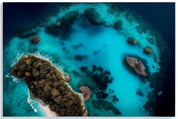 Vista aerea del mare tropicale blu Generativo ai