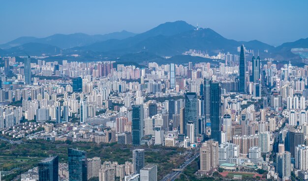 Vista aerea del paesaggio della città di Shenzhen