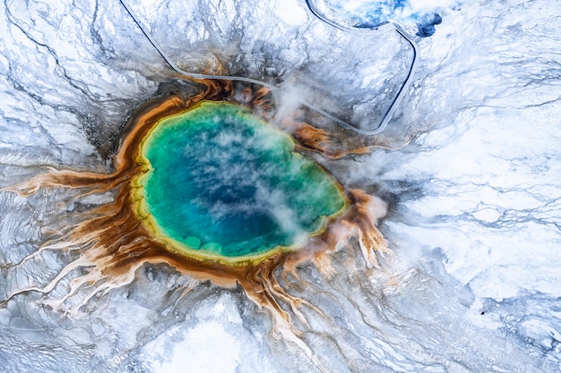 Vista aerea del parco nazionale di Yellowstone