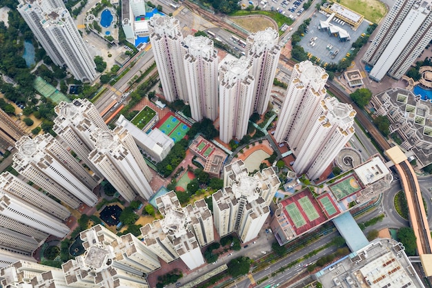 Vista aerea dell'edificio alto di Hong Kong