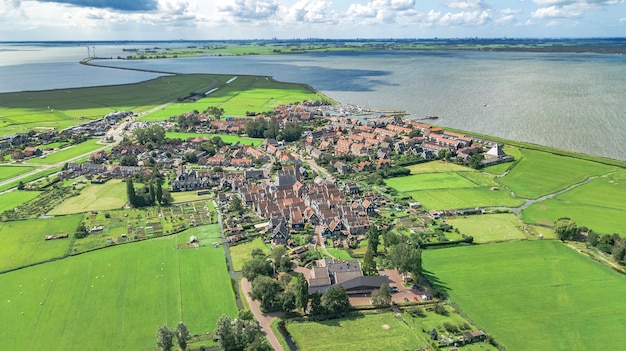 Vista aerea dell'isola di Marken, Olanda, Paesi Bassi