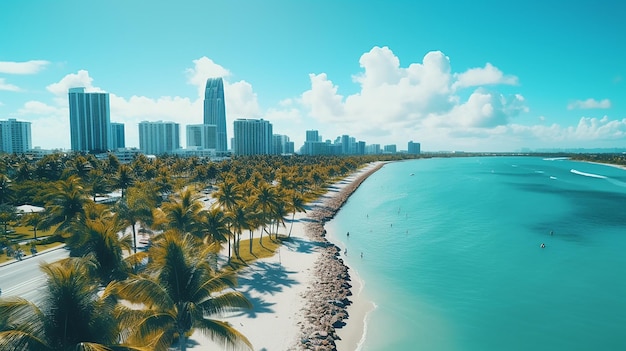 Vista aerea dell'orizzonte Florida di Miami Beach