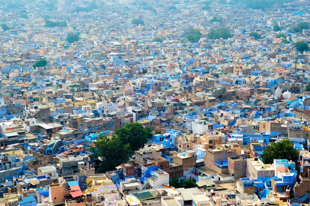 Vista aerea della città blu di jodhpur jodphur rajasthan india