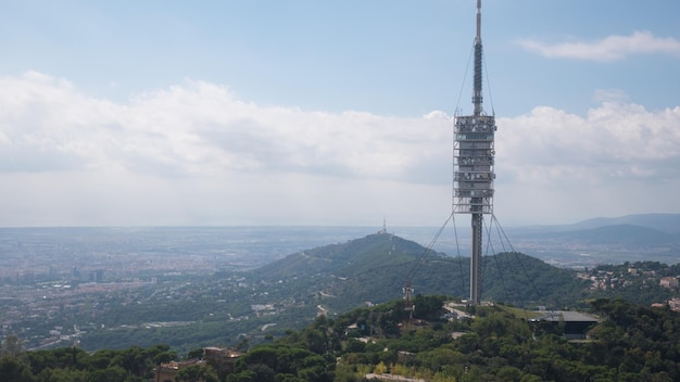 Vista aerea della città di Barcellona dalla torre elettrica del ponte di osservazione