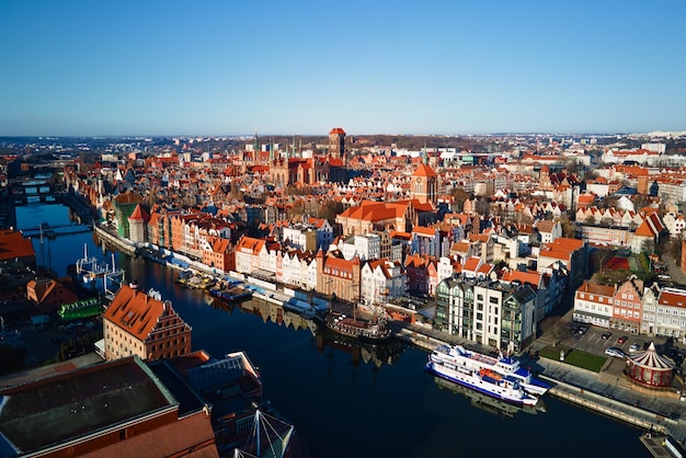 Vista aerea della città di Danzica in Polonia