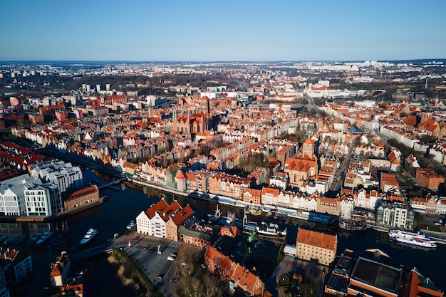 Vista aerea della città di Danzica in Polonia