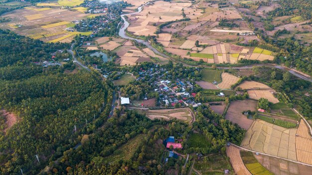 Vista aerea della città di Pai. Pai è una piccola città nella provincia di Mae Hong Son, nel nord della Thailandia