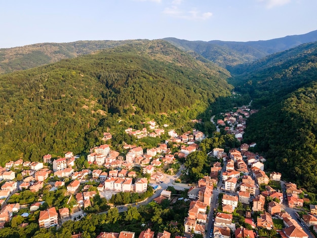 Vista aerea della città di Petrich, in Bulgaria