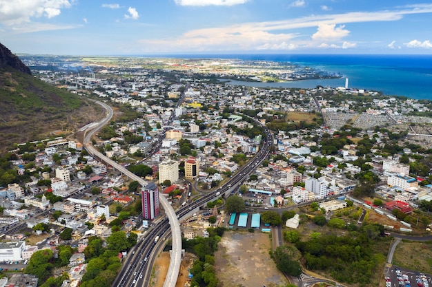 Vista aerea della città di Port-Louis, Mauritius, Africa.