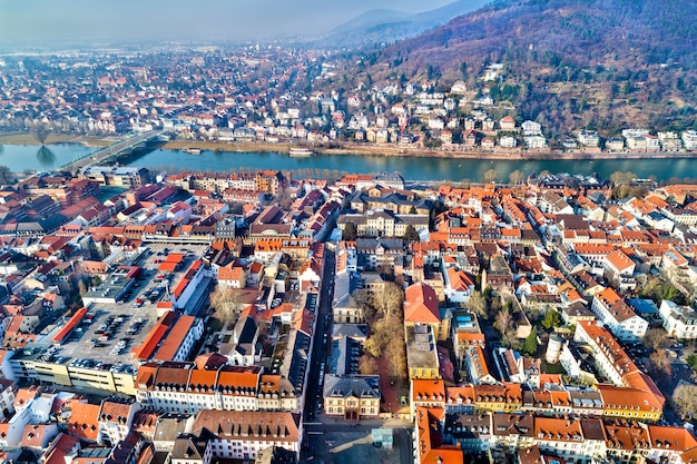 Vista aerea della città vecchia di Heidelberg nel Baden-Württemberg, Germany