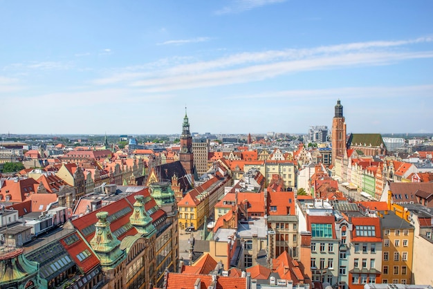 Vista aerea della città vecchia di Wroclaw, in Polonia