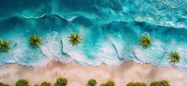 Vista aerea della spiaggia con le palme